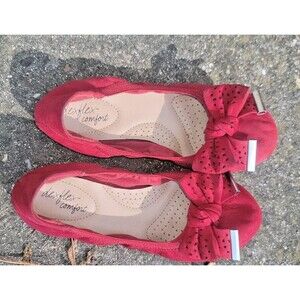 Womens Red Ballet Flats Dex Flex Comfort Cushion sole Fairy Cottage Gorp US 5.5